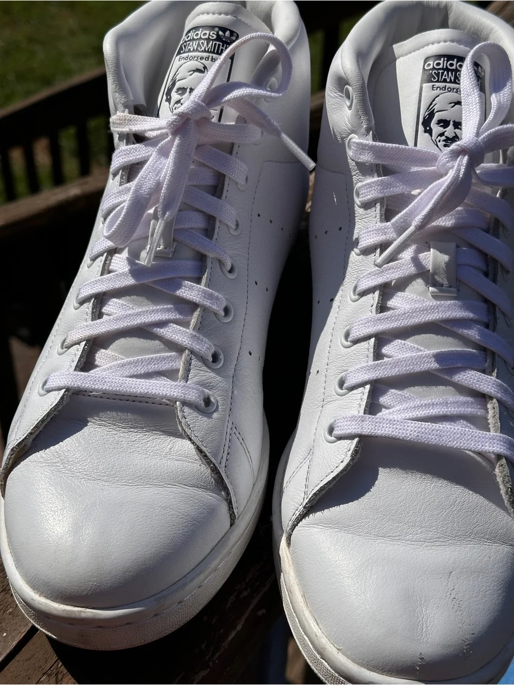 Adidas Stan Smith Mid Mens 11.5 White Navy Leather High Top Sneakers